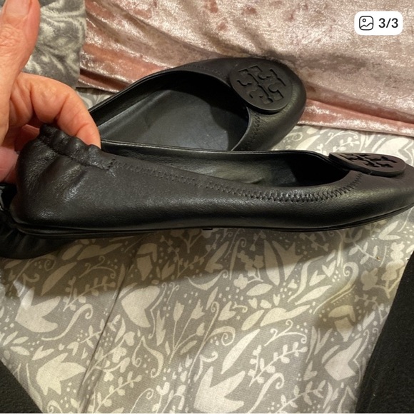 Tory Burch Black Leather Flats - Picture 2 of 3